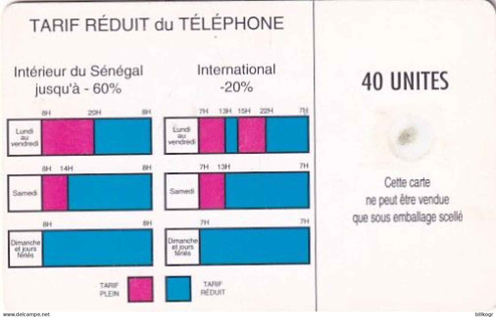 SENEGAL - SONATEL Logo 40 Units(reverse C, No Moreno Logo), Used - Sénégal