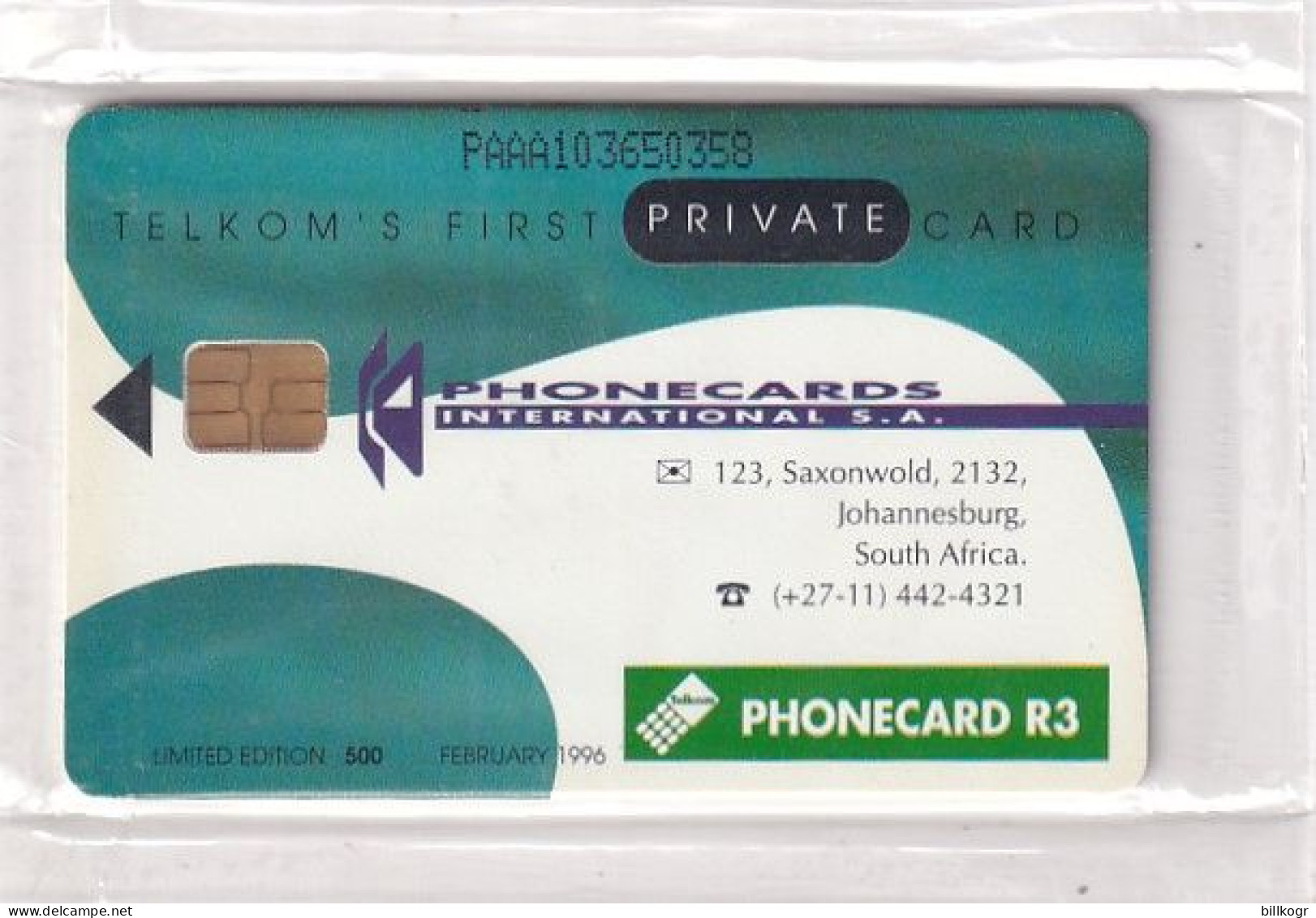 SOUTH AFRICA(chip) - Club Med, Telkom First Private Telecard, Tirage 500, 02/96, Mint - Afrique Du Sud