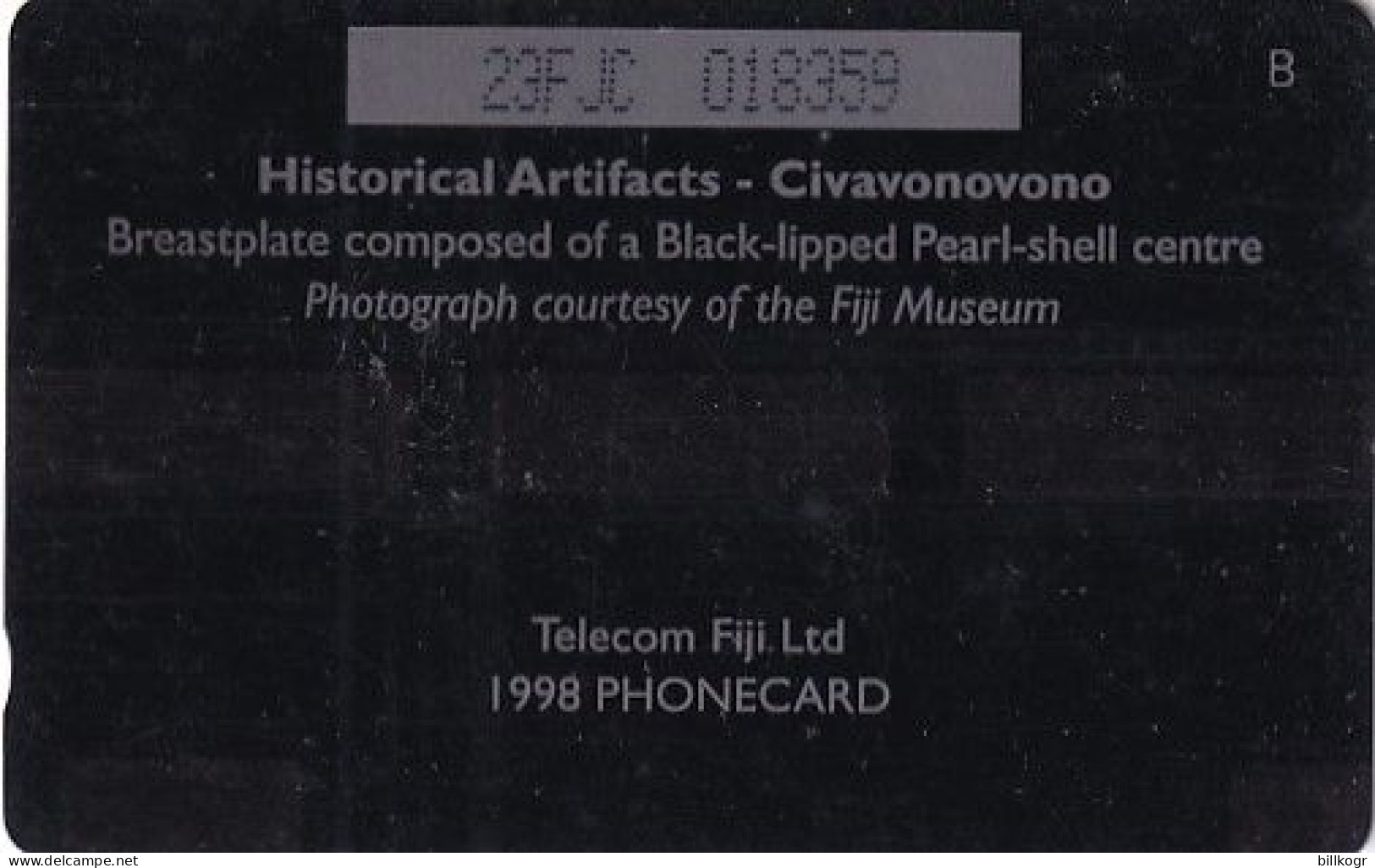 FIJI ISL.(GPT) - Fijian Historical Artifacts/Cinavonovono, CN : 23FJC/B, Tirage %70000, Used - Figi