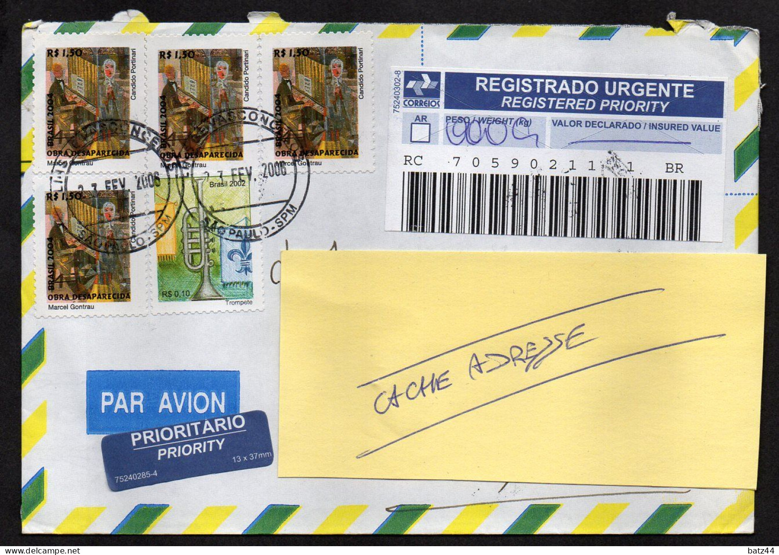 BRESIL BRASIL Enveloppe Cover 5 TIMBRE MUSIQUE Recommandé Registered Pour La France - Covers & Documents