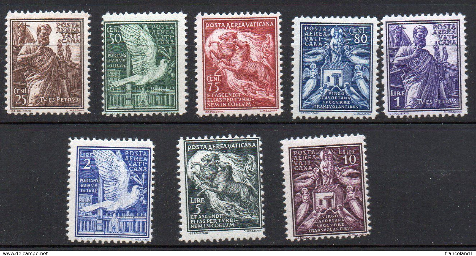 1938 Vaticano Aerea Soggetti Vari N. 1 - 8 Completa Integri MNH** - Airmail