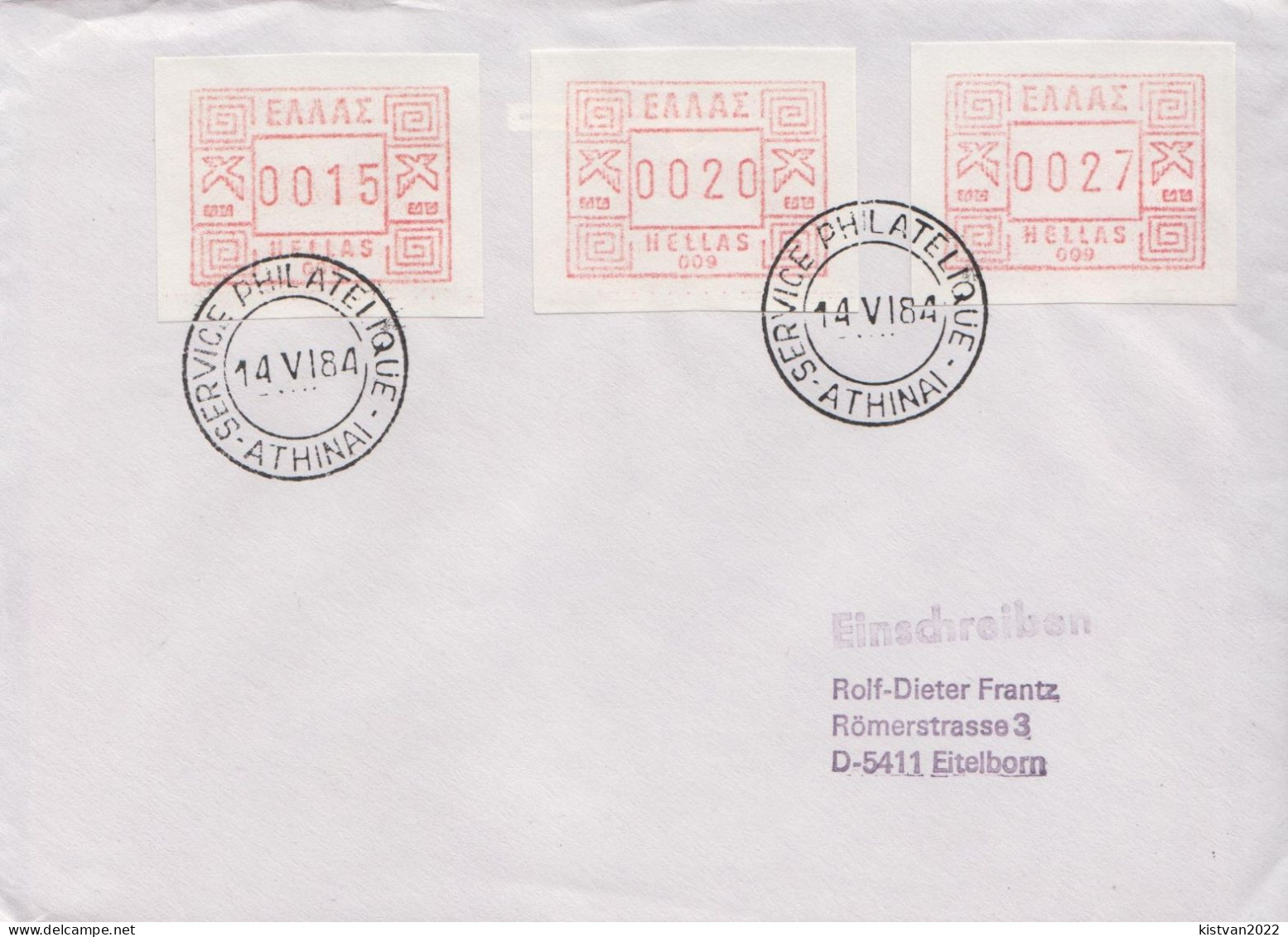 Postal History Cover: Greece Cover With Automat Stamps - Viñetas De Franqueo [ATM]