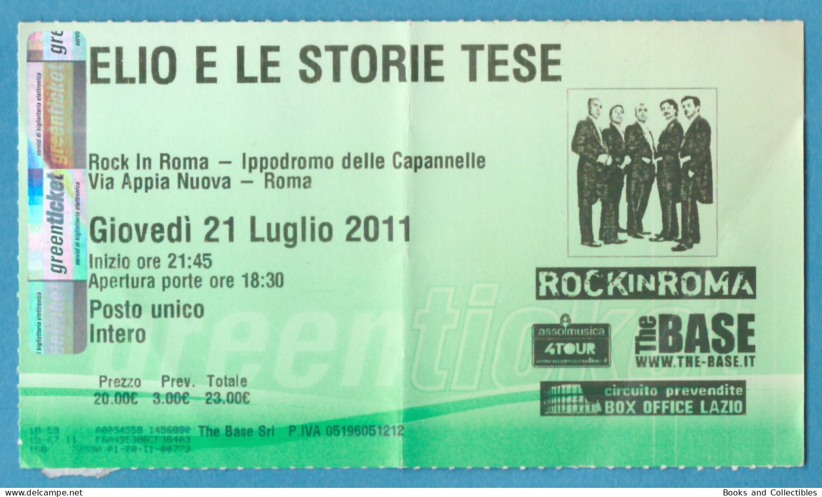 Q-4500 * ELIO E LE STORIE TESE - Rock In Roma, Ippodromo Delle Capannelle (Italy) - 21 Luglio 2011 - Entradas A Conciertos