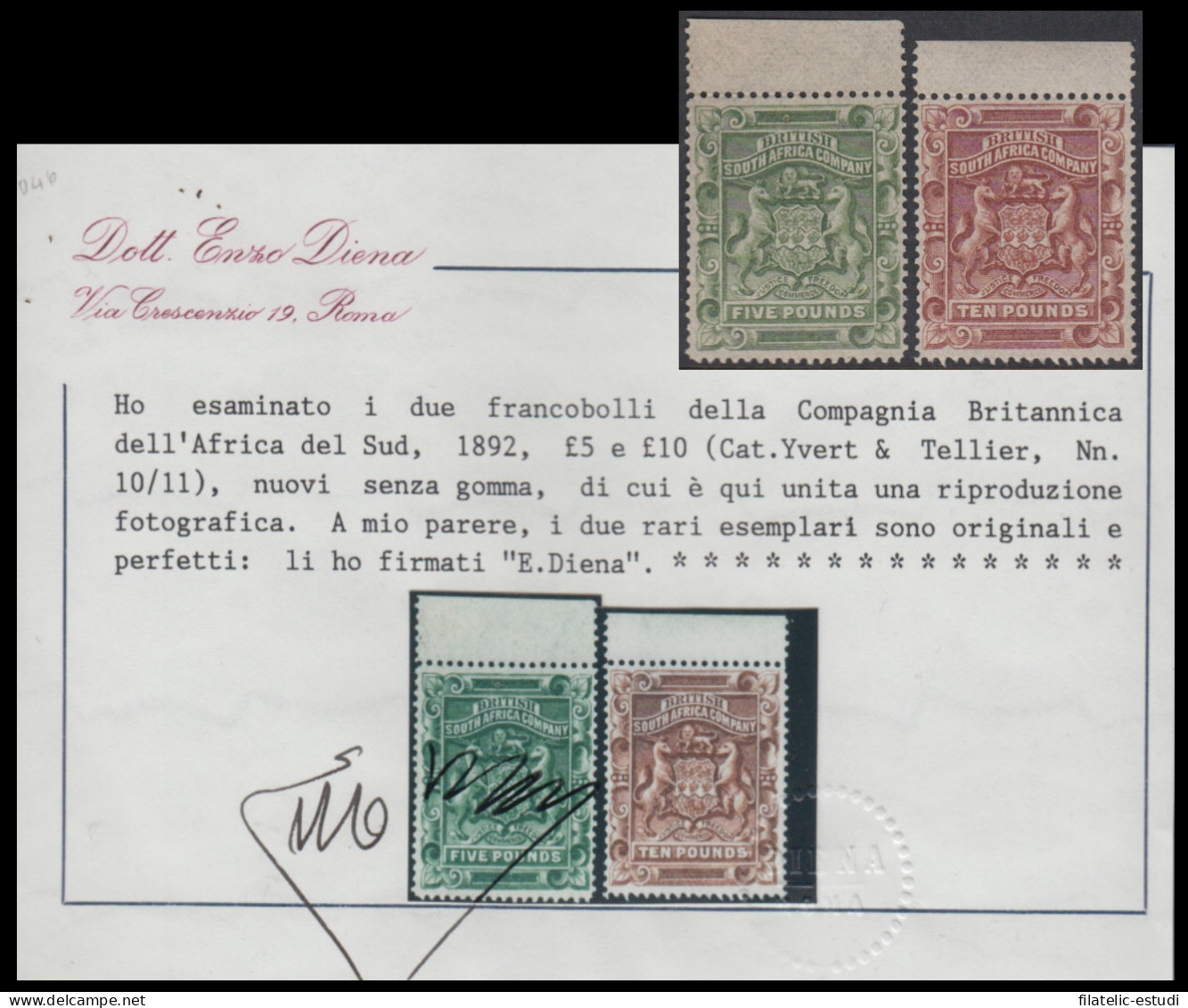 Africa Sur Compañía South Africa Company Rhodesia 10/11 Sc 18 19 Sg 12 13 1892 - Otros & Sin Clasificación