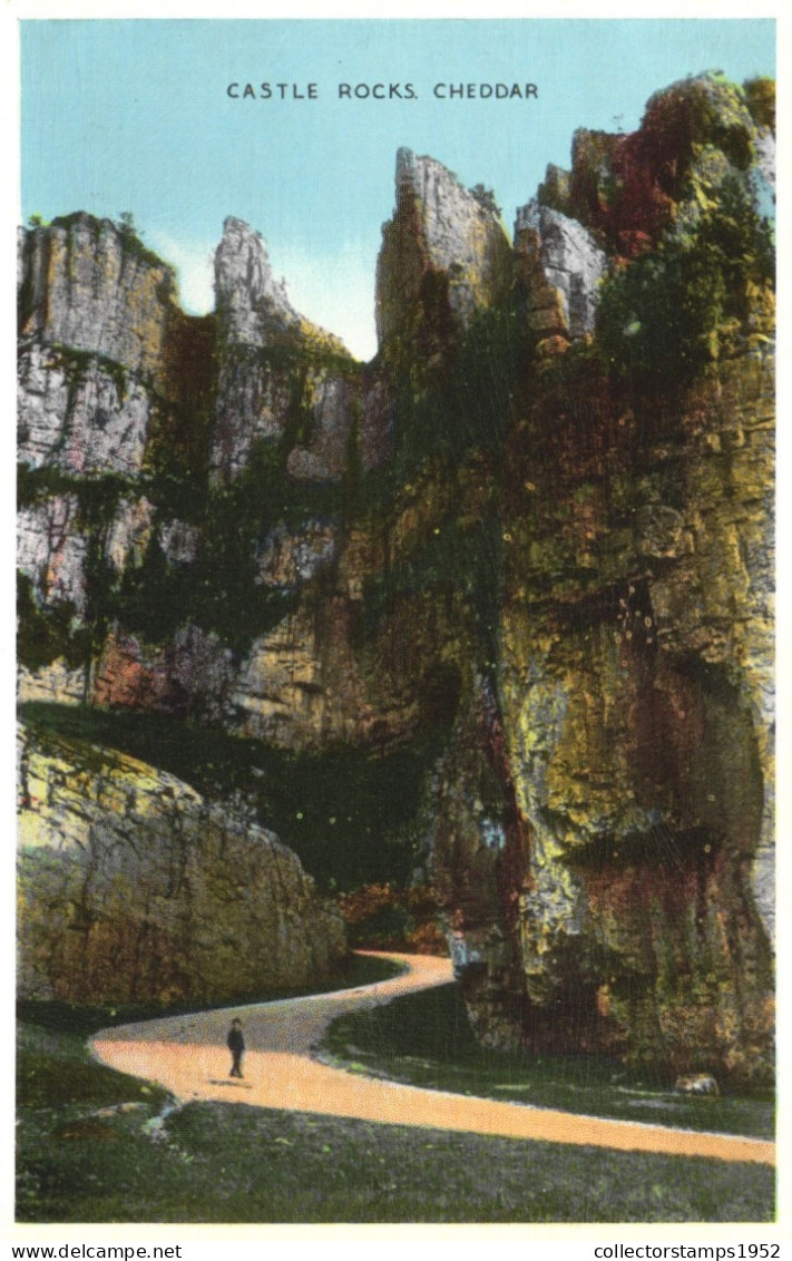 CHEDDAR, SOMERSET, CASTLE ROCKS, ENGLAND, UNITED KINGDOM, POSTCARD - Cheddar