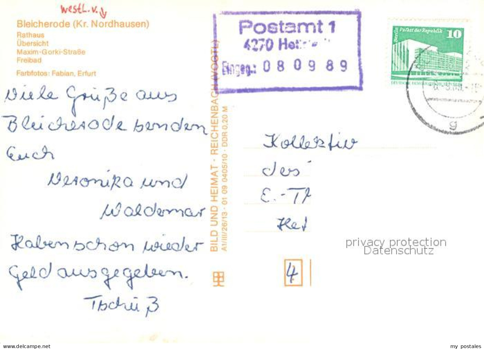 73061783 Bleicherode Rathaus Uebersicht Maxim Gorki Strasse Freibad Wappen Bleic - Bleicherode