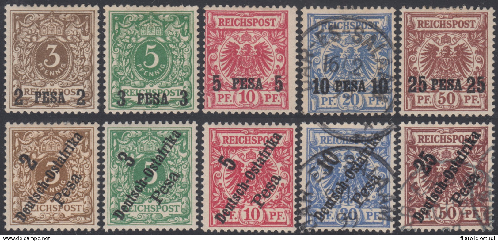 Africa Oriental Colonia Alemana Germany Nº 1/5 + 6/10 Aguila Eagle Usados Y MH - Altri - Africa