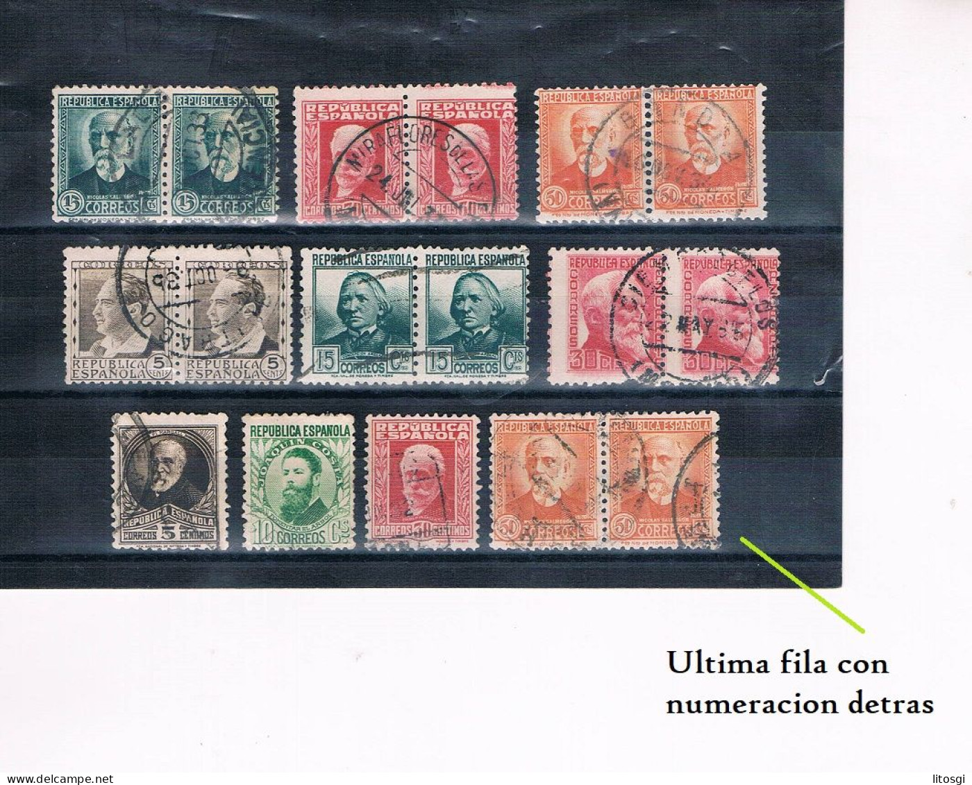 ESPAÑA 1936/1939 LOTE PERSONAJES USADOS ULTIMA FILA SEGUNDA FOTO CON NUM.UNOS 50 SELLOS - Other & Unclassified