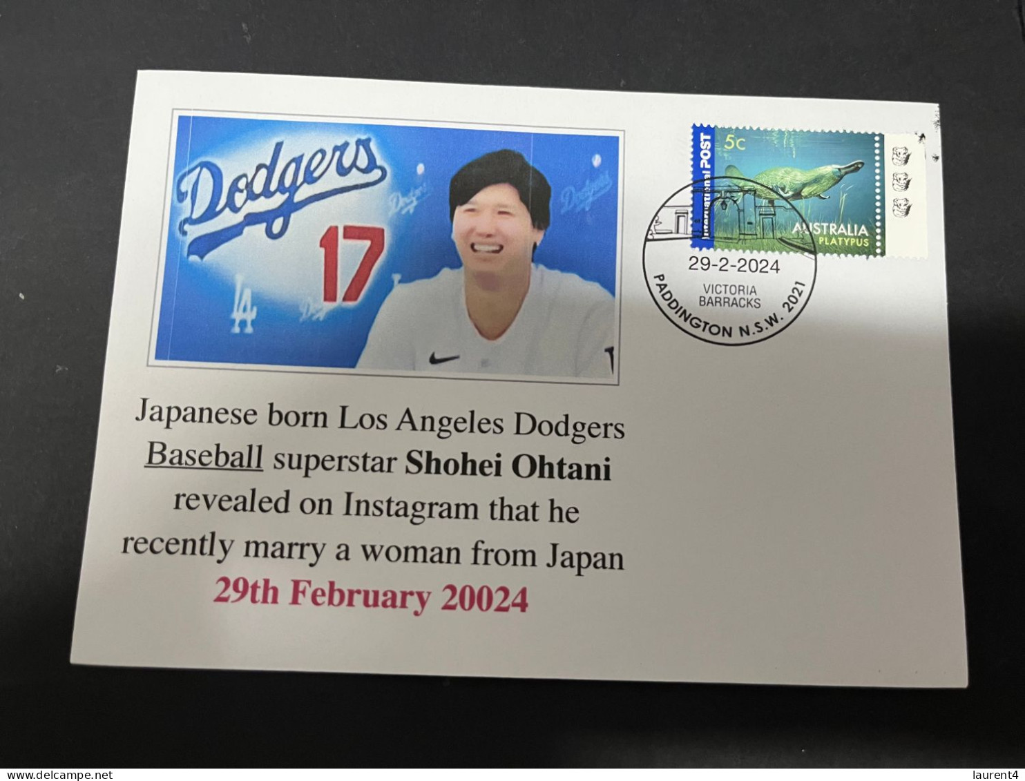 2-3-2024 (1 Y 43) Japanese Born Los Angeles Dodgers Baseball Superstar Shohei Ohtany Recently Marry Women Rom Japan - Baseball