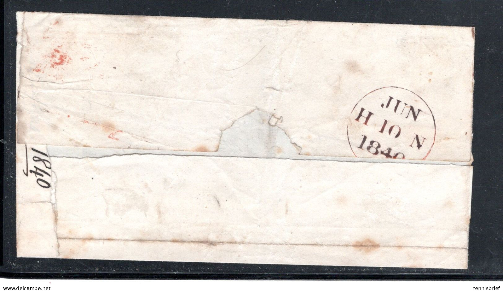 1841 , 1 P. Black , 4 Large Margins , Cover Not  Full Contents -  Very Clear Red MX  Cancel,  Stamp Very Tyney Crease - Cartas & Documentos