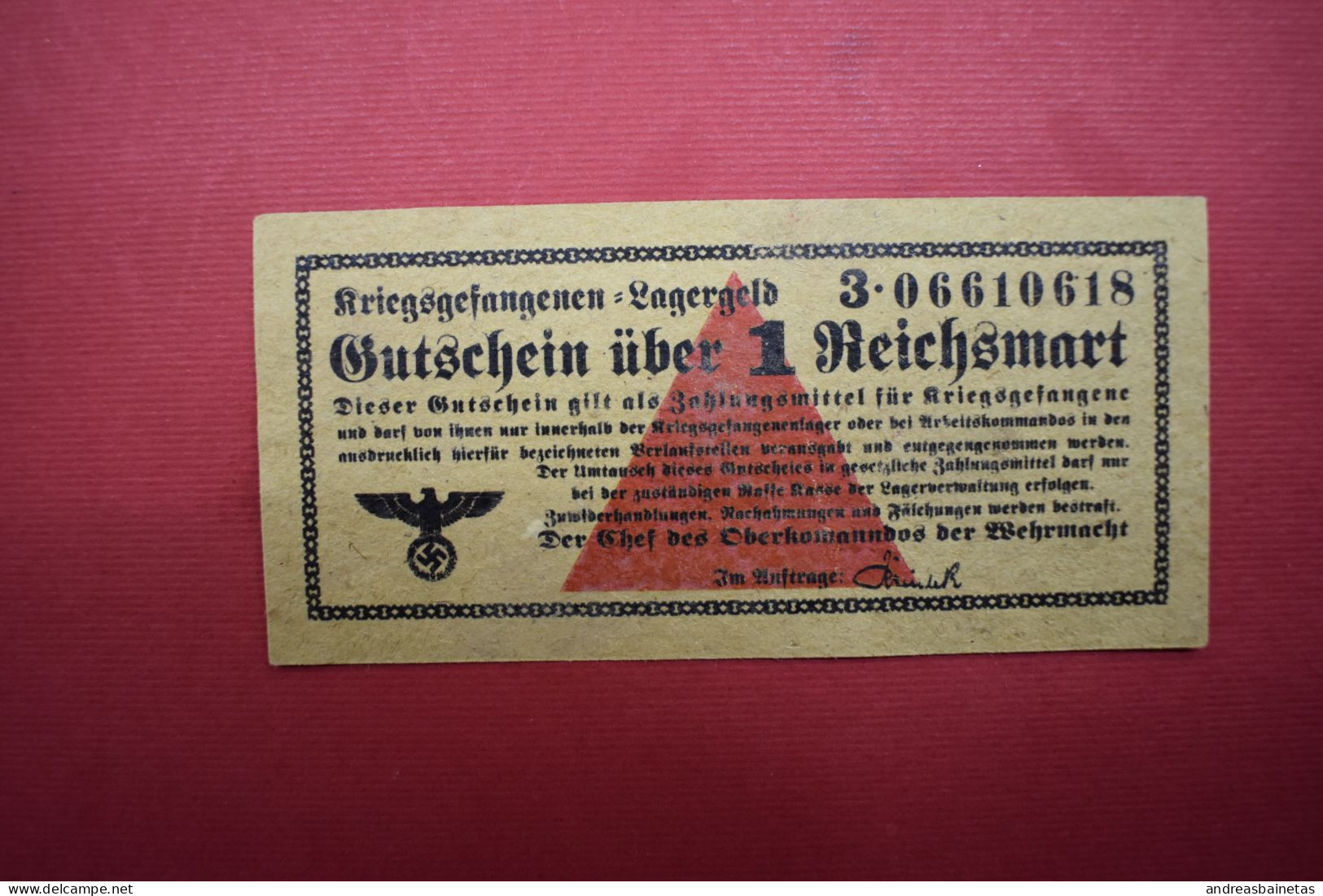 Banknotes Germany Third Reich Lagergeld Billet Camp Prisonnier Allemand 1 Reichsmark - Other & Unclassified
