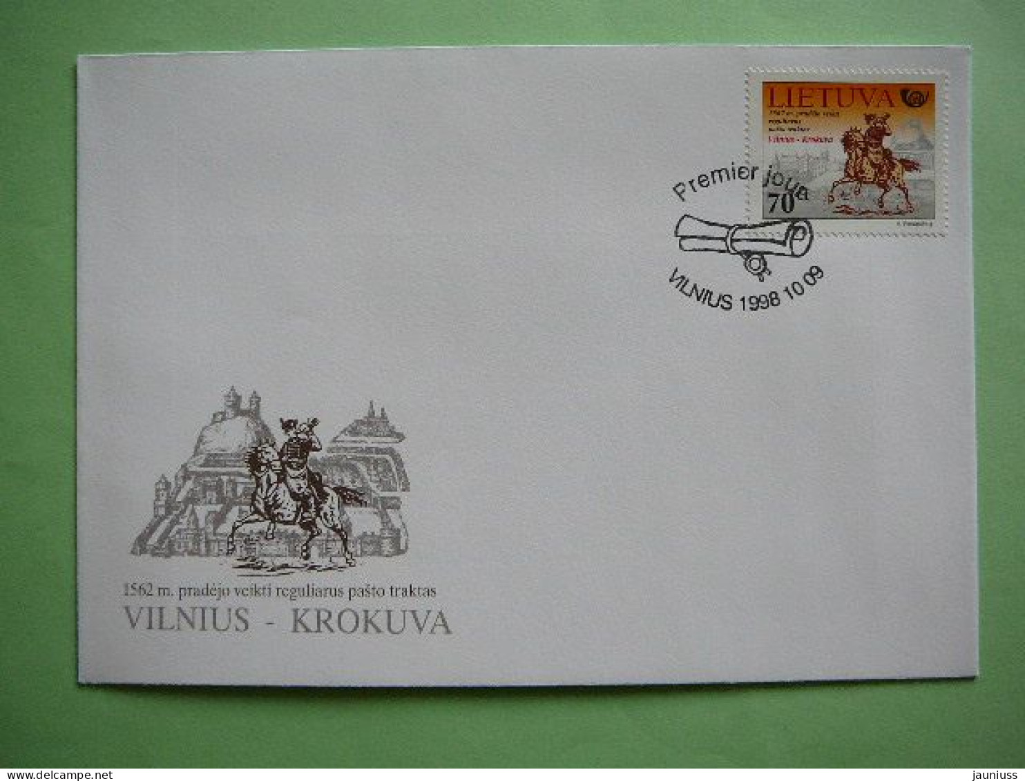 FDC - Postal History. Horses # Lietuva Litauen Lituanie Litouwen Lithuania 1998 #Mi.676 - Lituanie