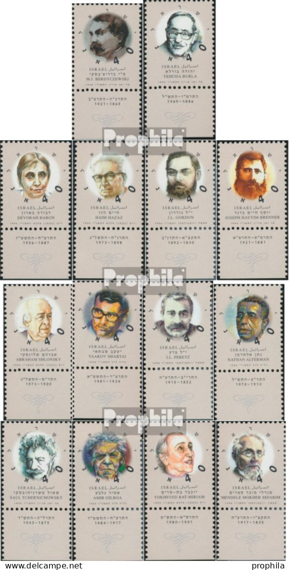 Israel 1369-1382 Mit Tab (kompl.Ausg.) Postfrisch 1996 Schriftsteller Der Moderne - Unused Stamps (with Tabs)