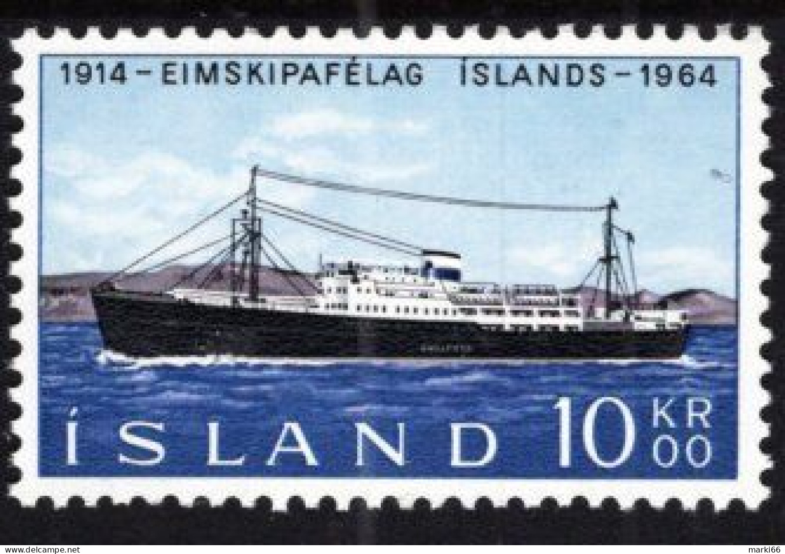 Iceland - 1964 - Ships - Steamboat Gulfoss - Mint Stamp - Ungebraucht