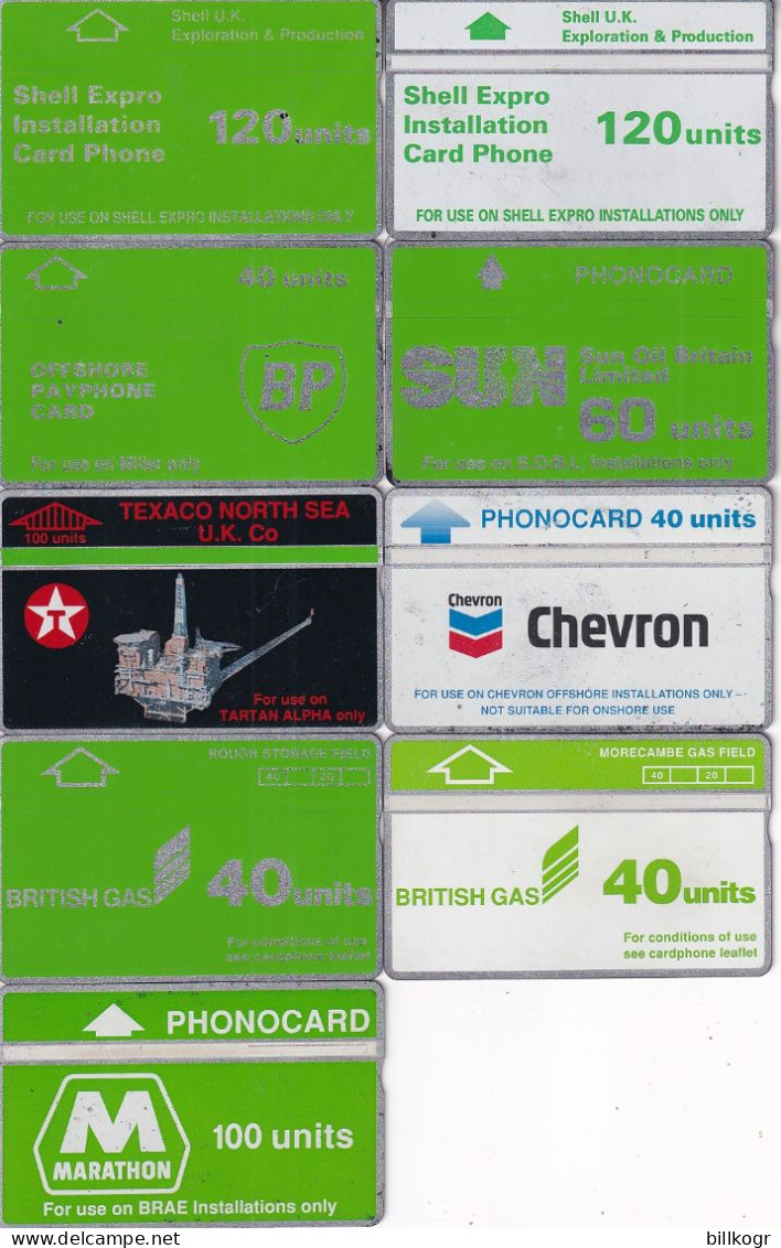 UK(L&G) - 9 Different Cards, Used - [ 2] Plataformas Petroleras