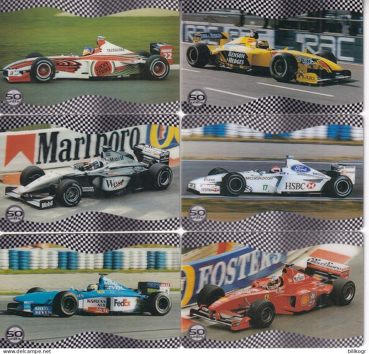 USA - F1, 6 Sportscall Prepaid Cards 50 Units, Exp.date 01/99, Used - Autos
