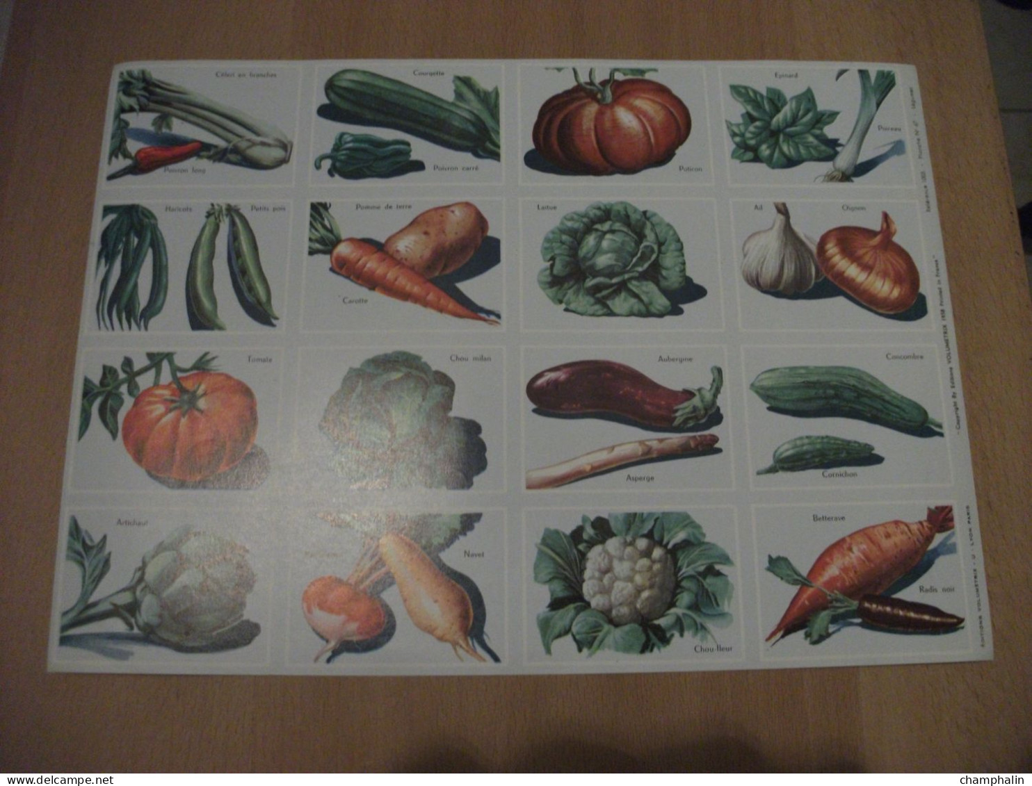 Planche éducative Volumétrix - N°67 - Légumes - Lesekarten