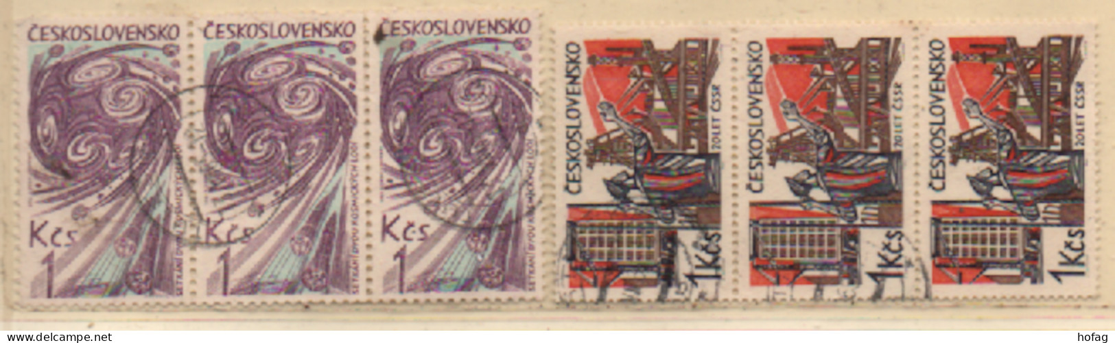 Tschechoslowakei 1965 MiNr.:1518; 1536 Gestempelt 6 Marken 3er Streifen Chechoslovakia Used YT: 1384; 1402 - Postage Due