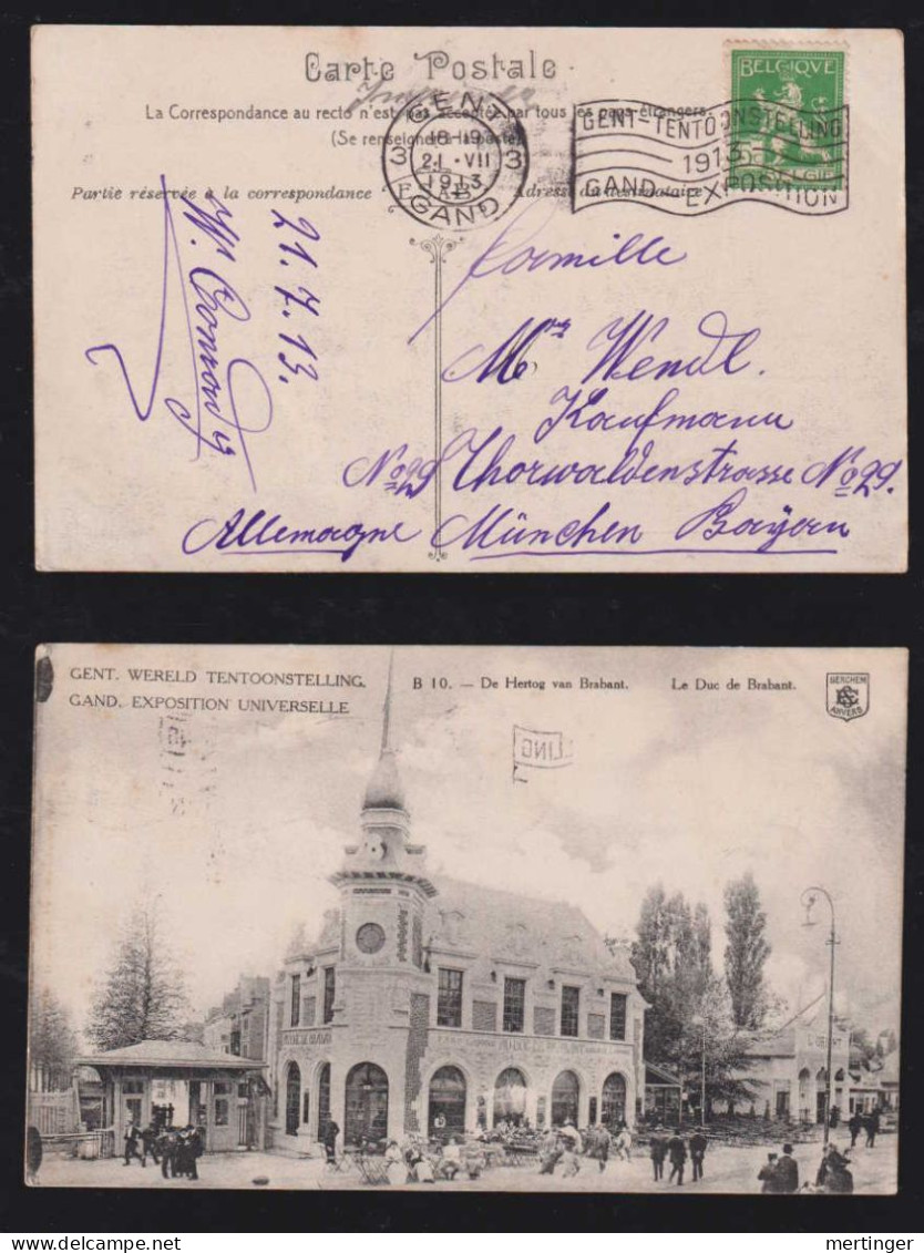 Belgium 1913 Picture Postcard GAND EXPOSITION X MUNICH Germany - Werbestempel