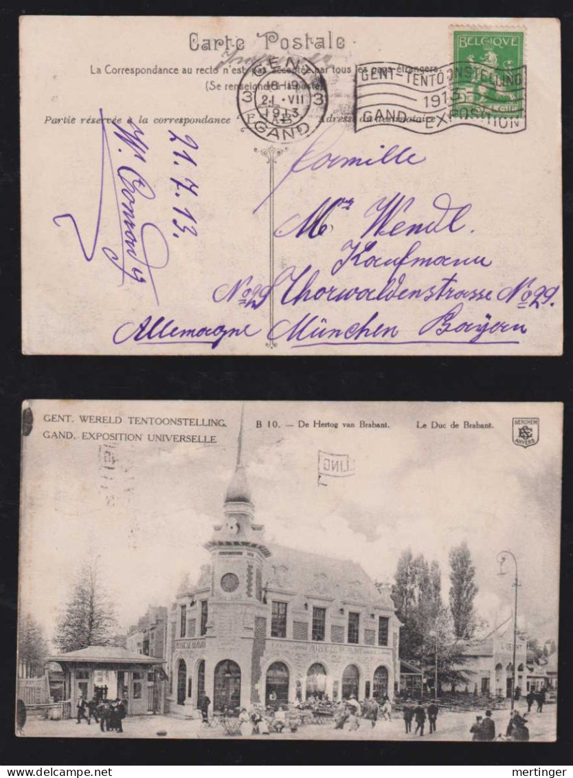 Belgium 1913 Picture Postcard GAND EXPOSITION X MUNICH Germany - Vlagstempels