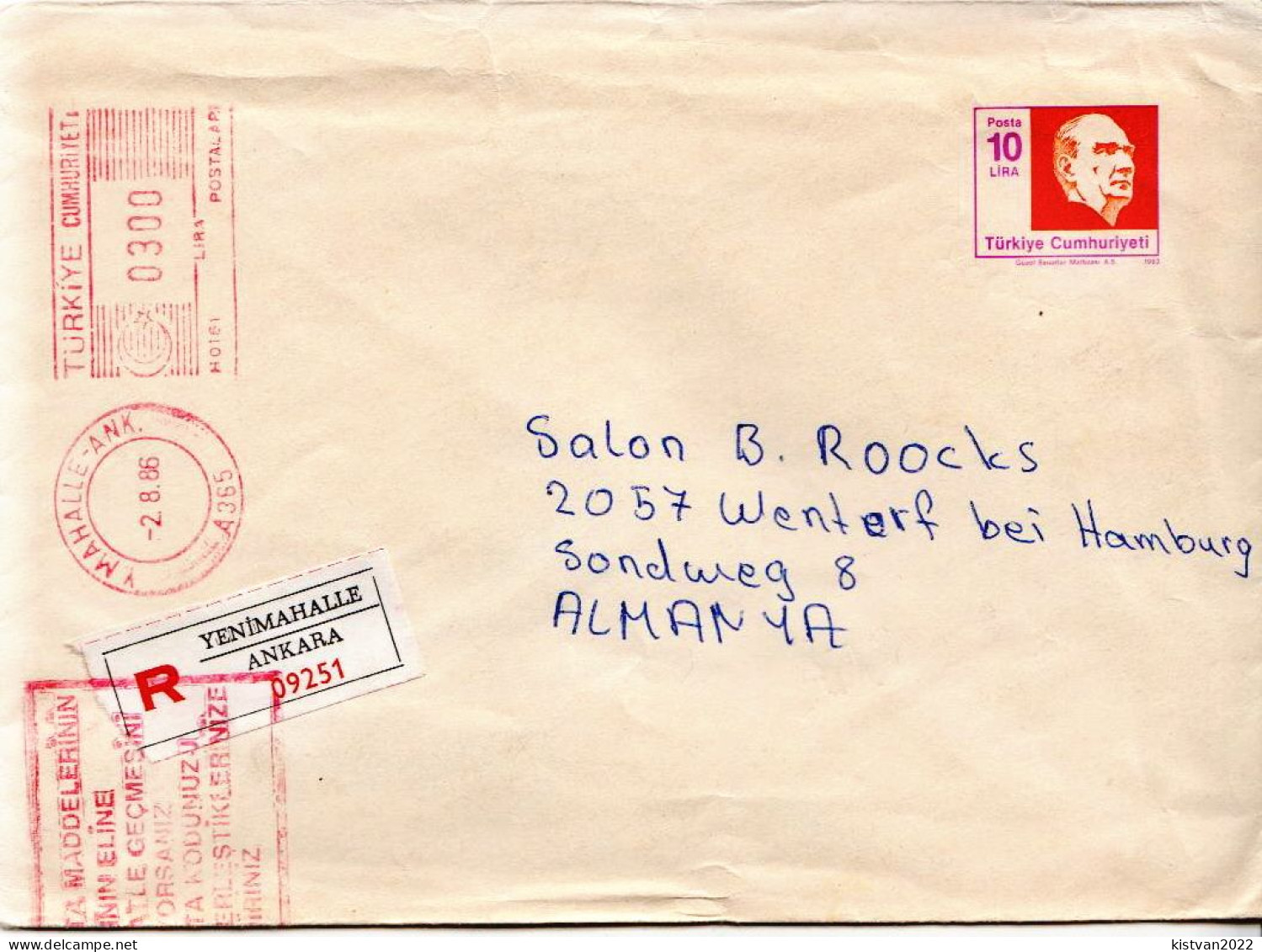 Turkey Uprated Postal Stationery Cover - Lettres & Documents