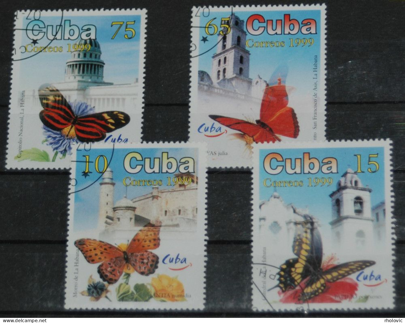 CUBA 1999, Butterflies, Insects, Fauna, Tourism, Mi #4228-31, Used - Papillons