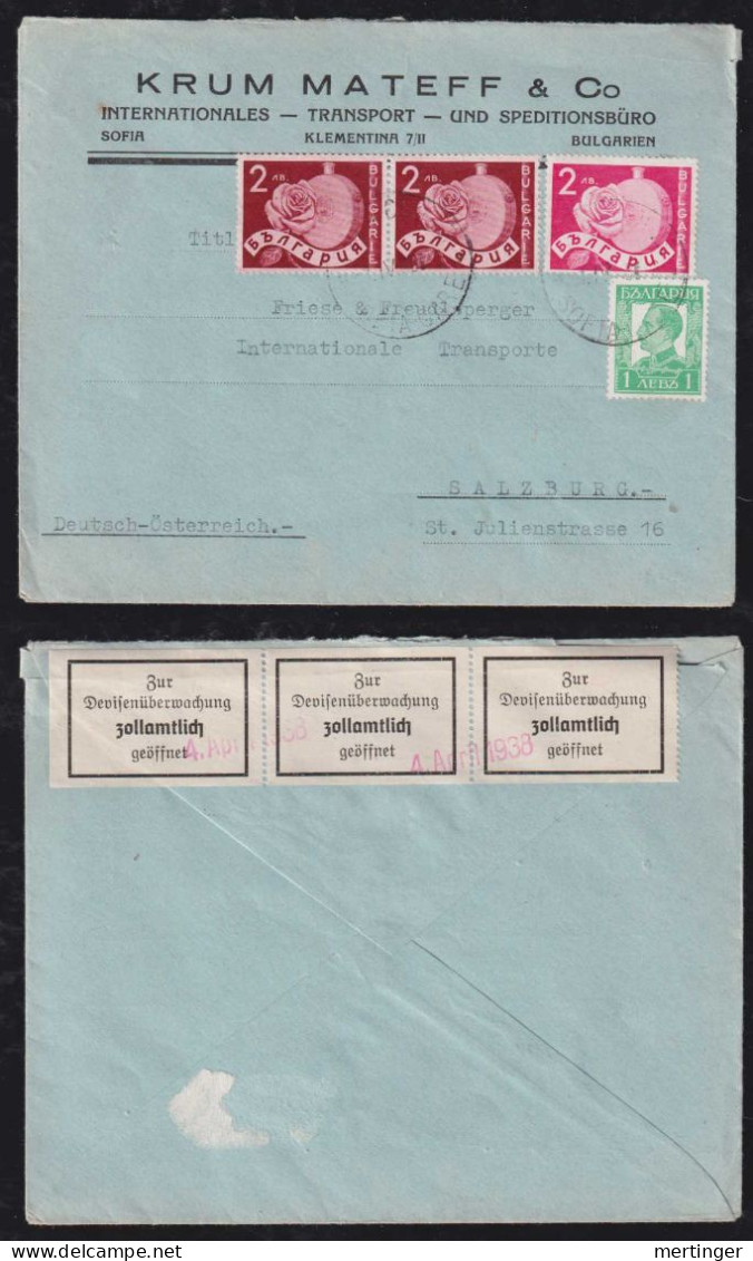 Bulgaria 1938 Censor Cover SOFIA X SALZBURG Austria Already Occupied  4.4.38 - Lettres & Documents