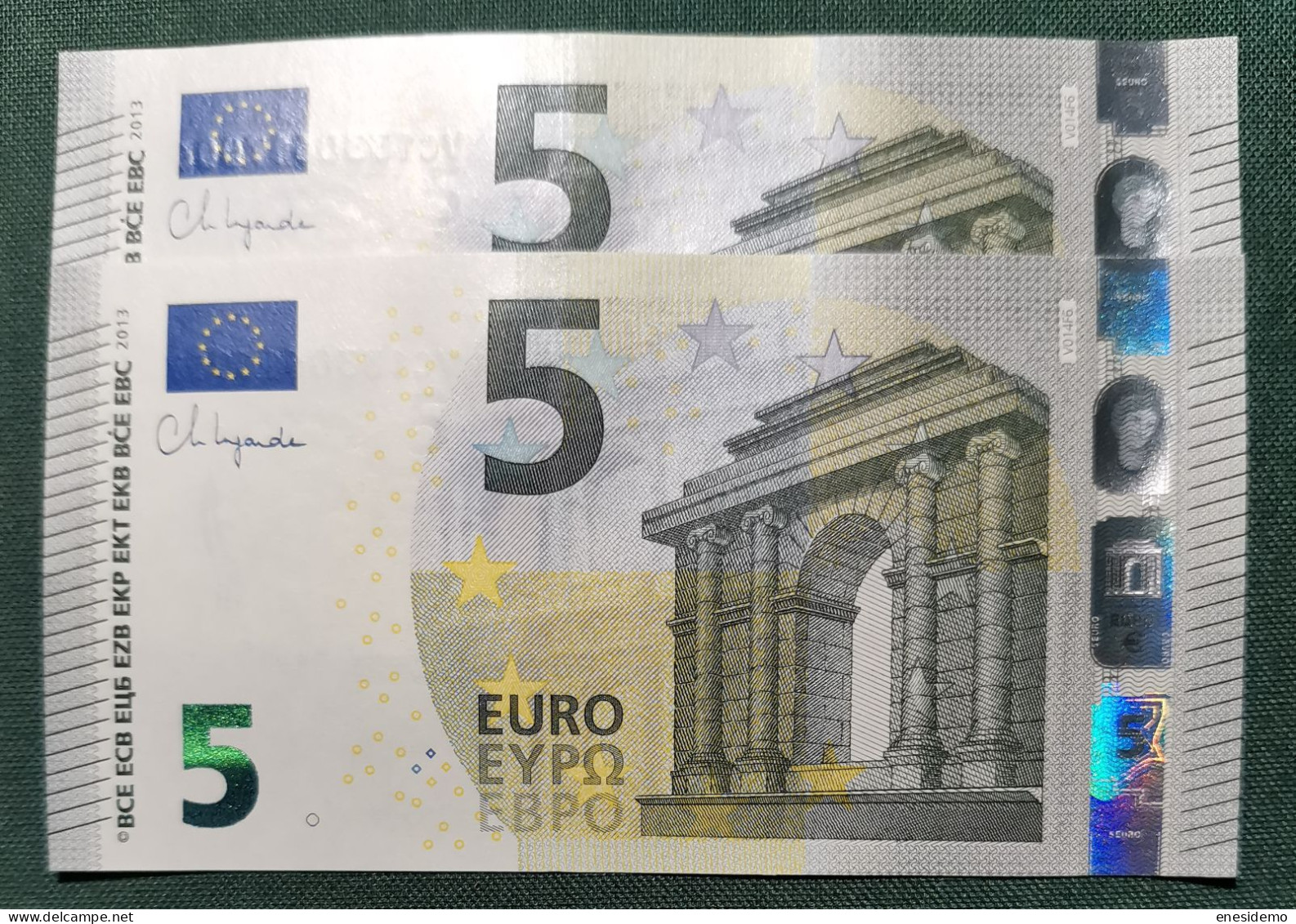 5 EURO SPAIN 2013 LAGARDE V014F6 VC CORRELATIVE COUPLE HUNDRED CHANGE SC FDS UNCIRCULATED  PERFECT - 5 Euro