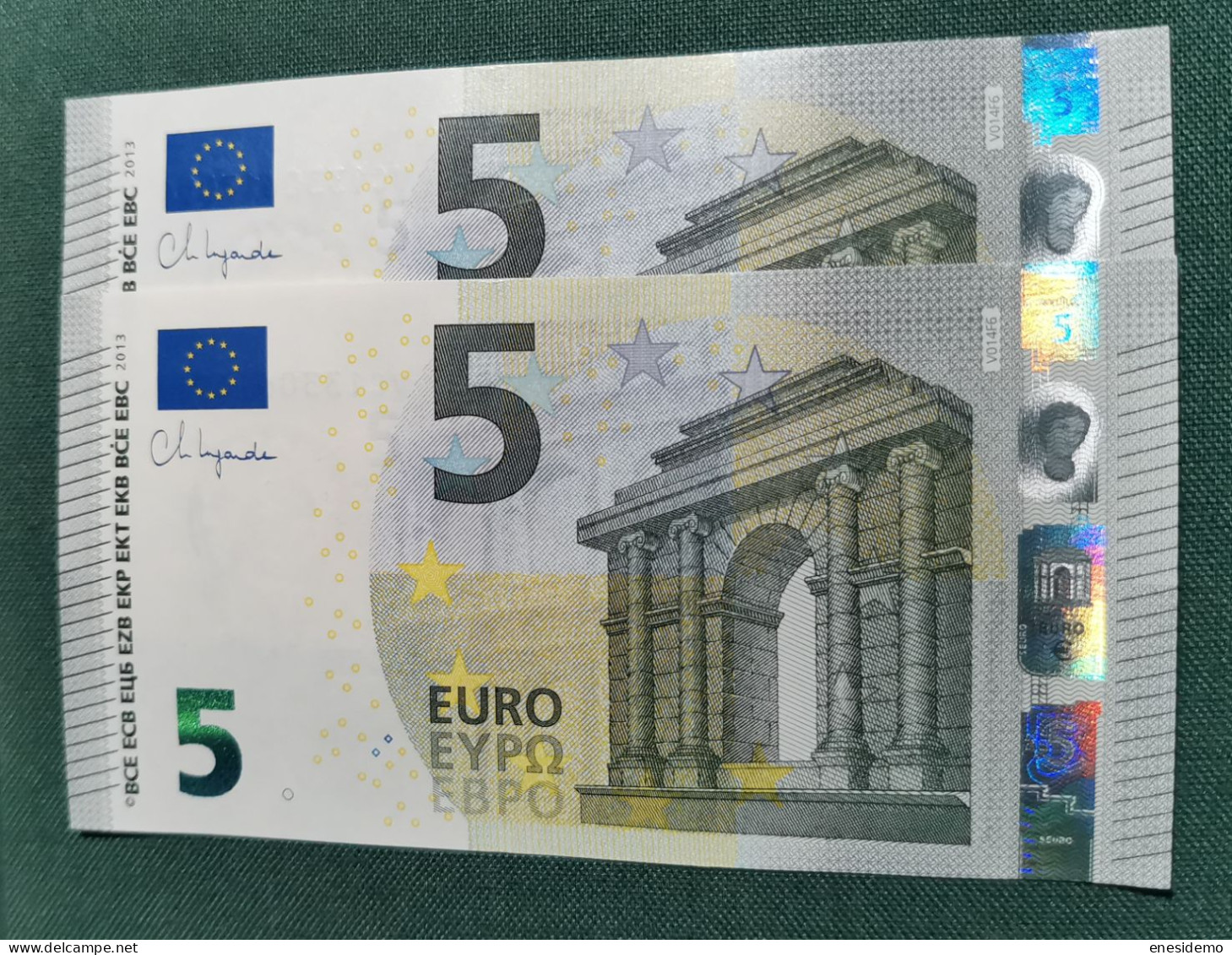 5 EURO SPAIN 2013 LAGARDE V014F6 VC CORRELATIVE COUPLE HUNDRED CHANGE SC FDS UNCIRCULATED  PERFECT - 5 Euro