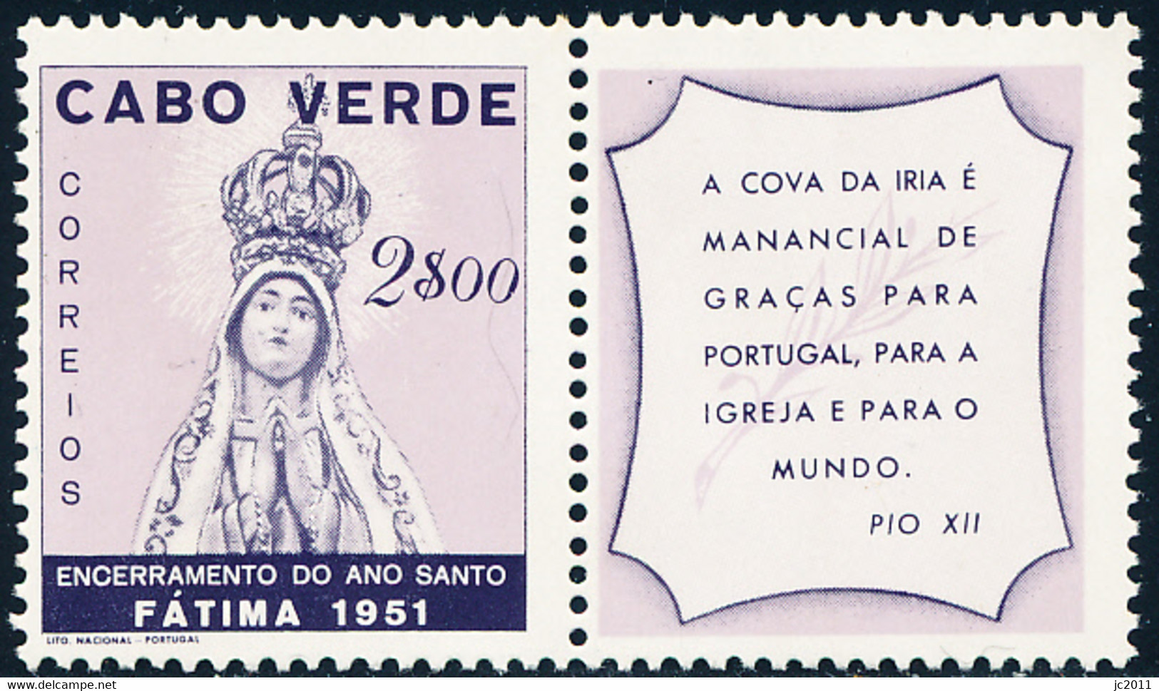 Cabo Verde - 1951 - Our Lady Of Fatima / Holy Year - MNH - Isola Di Capo Verde