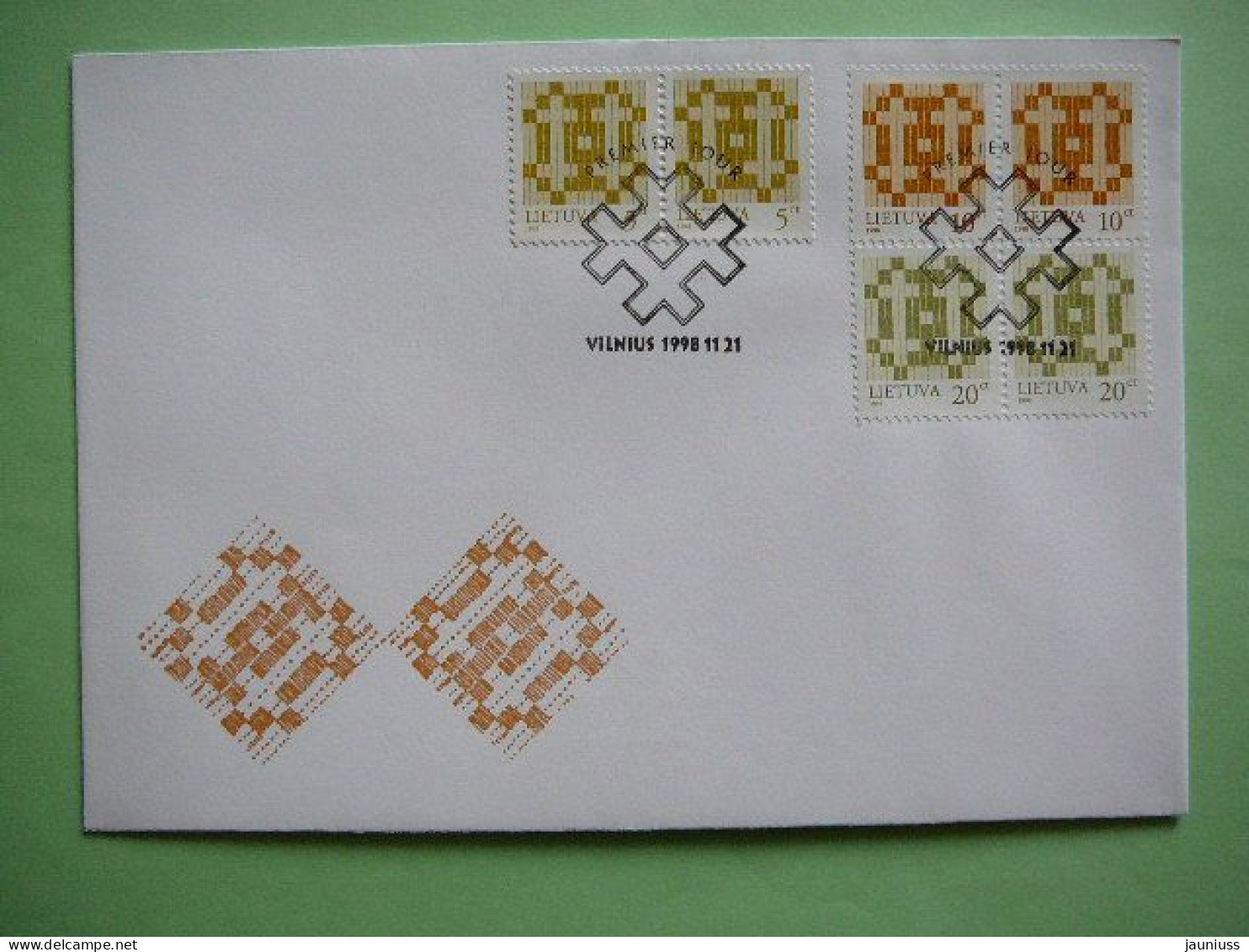 FDC - Definitive Issues.Double Cross # Lietuva Litauen Lituanie Litouwen Lithuania 1998 #Mi.682/4 I - Lituanie