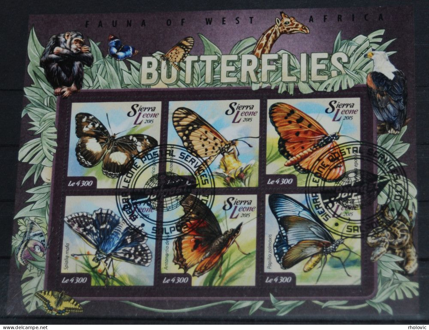 SIERRA LEONE 2015, Butterflies, Insects, Fauna, Miniature Sheet, Used - Vlinders