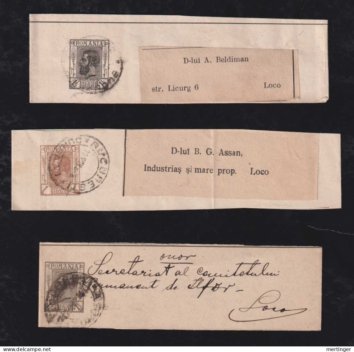 Rumänien Romania Ca 1892 3 Stationery Wrapper Used - Brieven En Documenten