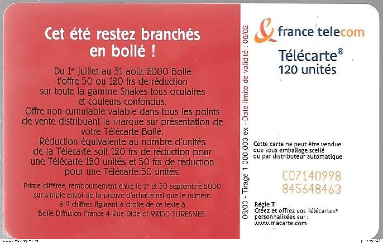 CARTE-PUBLIC-120U-F1066-SC7-06/2000-BOLLE-FEMME-UTILISE-TBE - 2000