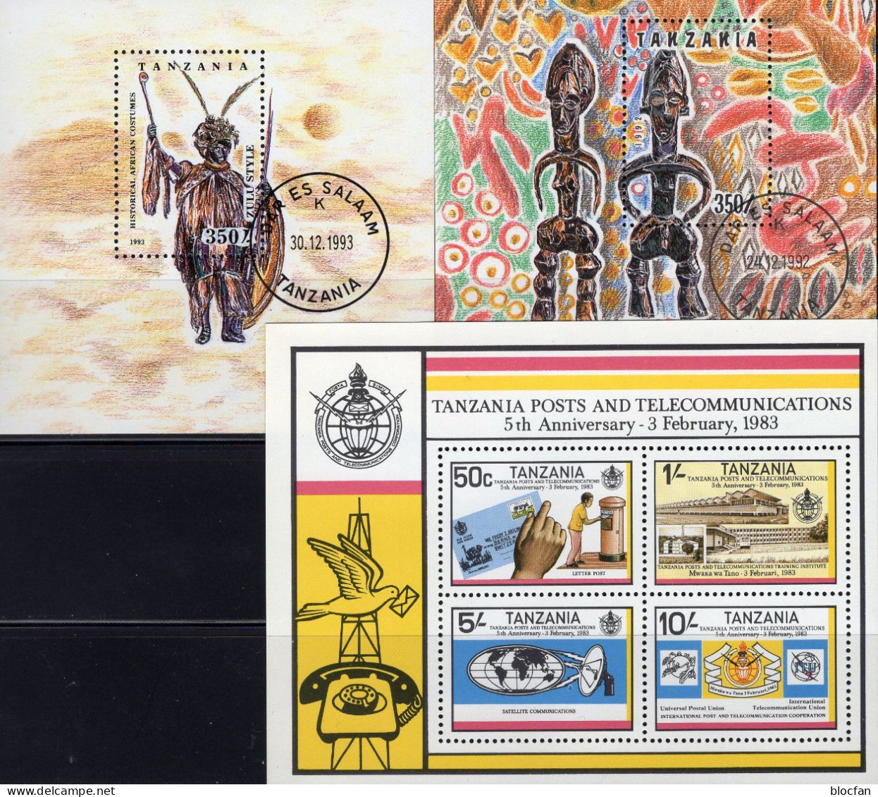 Postamt 1983 Tanzania Blocks 31,208+236 **/o 10€ Zulu-Krieger Tracht Posttransport S/s Blocs Military Sheets Bf Tansania - Posta