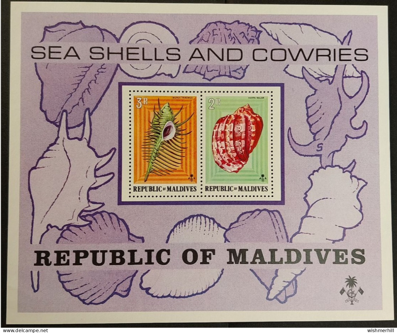 Coquillages Shells // Bloc Neuf ** MNH ; Maldives BF 27 (1974) Cote 15 € - Maldivas (1965-...)