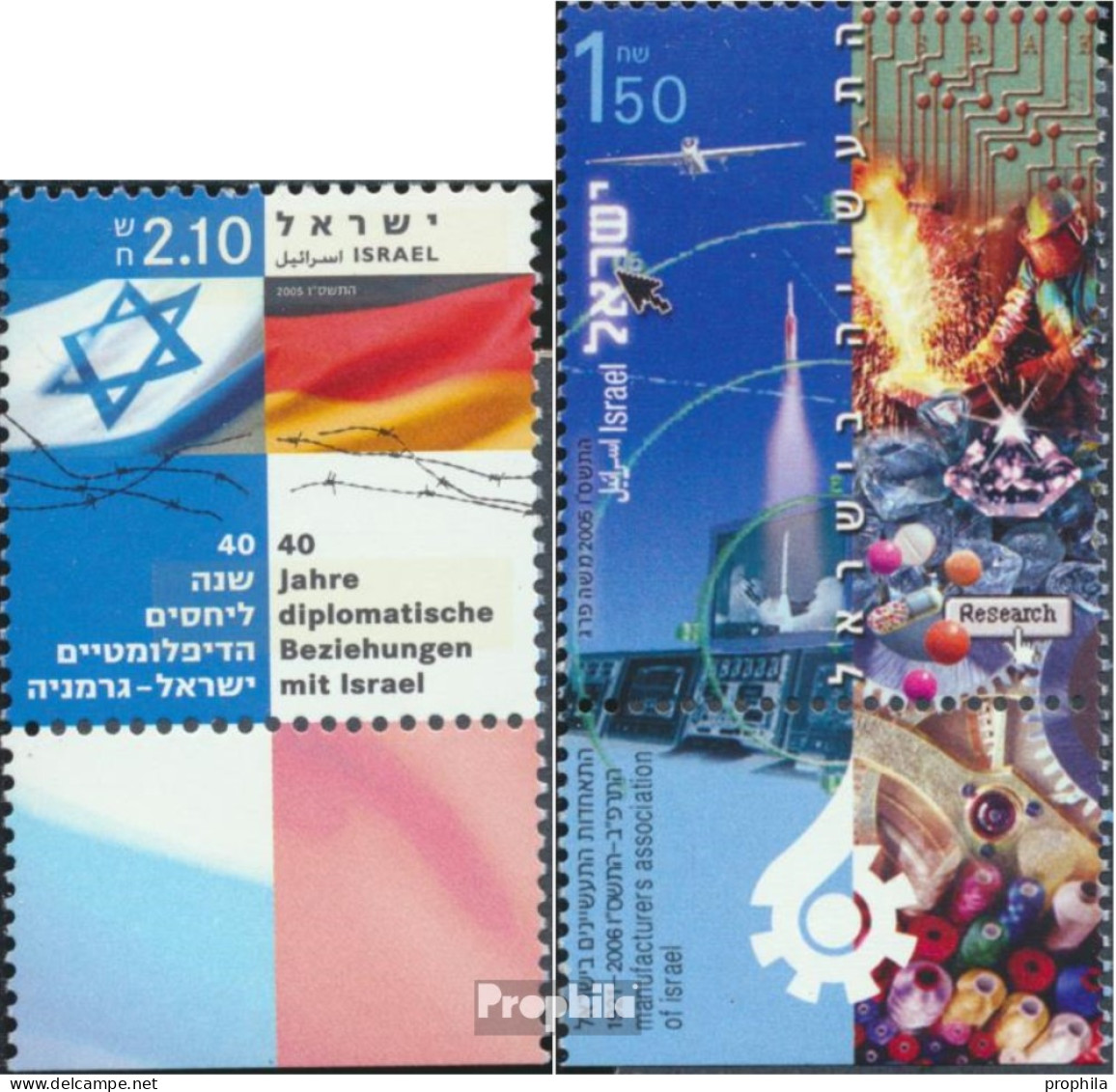 Israel 1841,1851 Mit Tab (kompl.Ausg.) Postfrisch 2005 Diplomatie, Industriellenverband - Ungebraucht (mit Tabs)