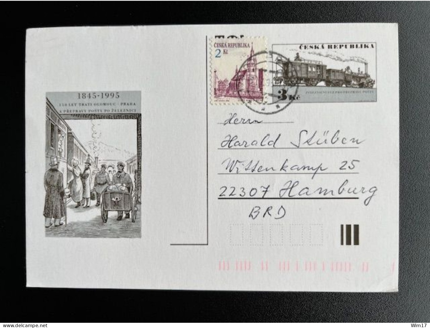CZECH REPUBLIC CESKA REPUBLIKA 1995 POSTCARD PRAHA PRAGUE TO HAMBURG 31-07-1995 TSJECHIE TRAINS - Postcards