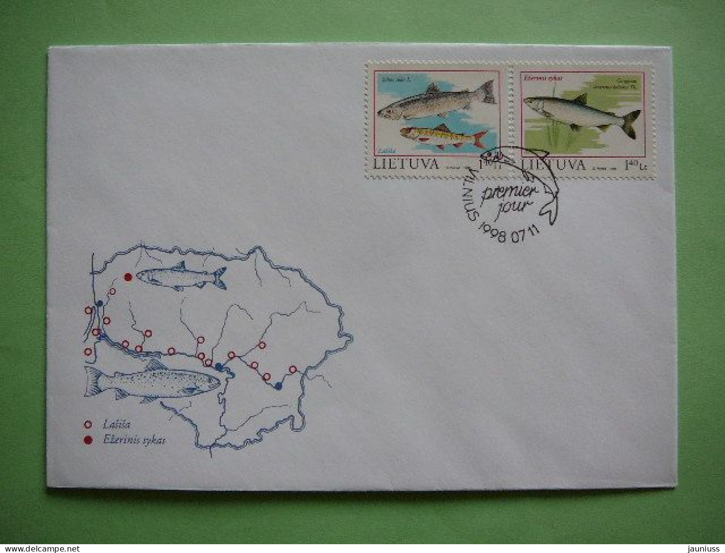 FDC - Fishes In The Red Book # Lietuva Litauen Lituanie Litouwen Lithuania # 1998 #Mi.671/2 - Lituanie