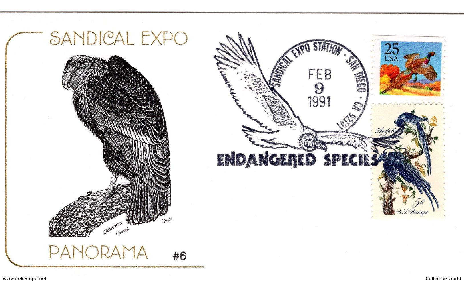 USA 1991 FDC Sandical Expo - Endangered Species - Birds California Condor - Schmuck-FDC