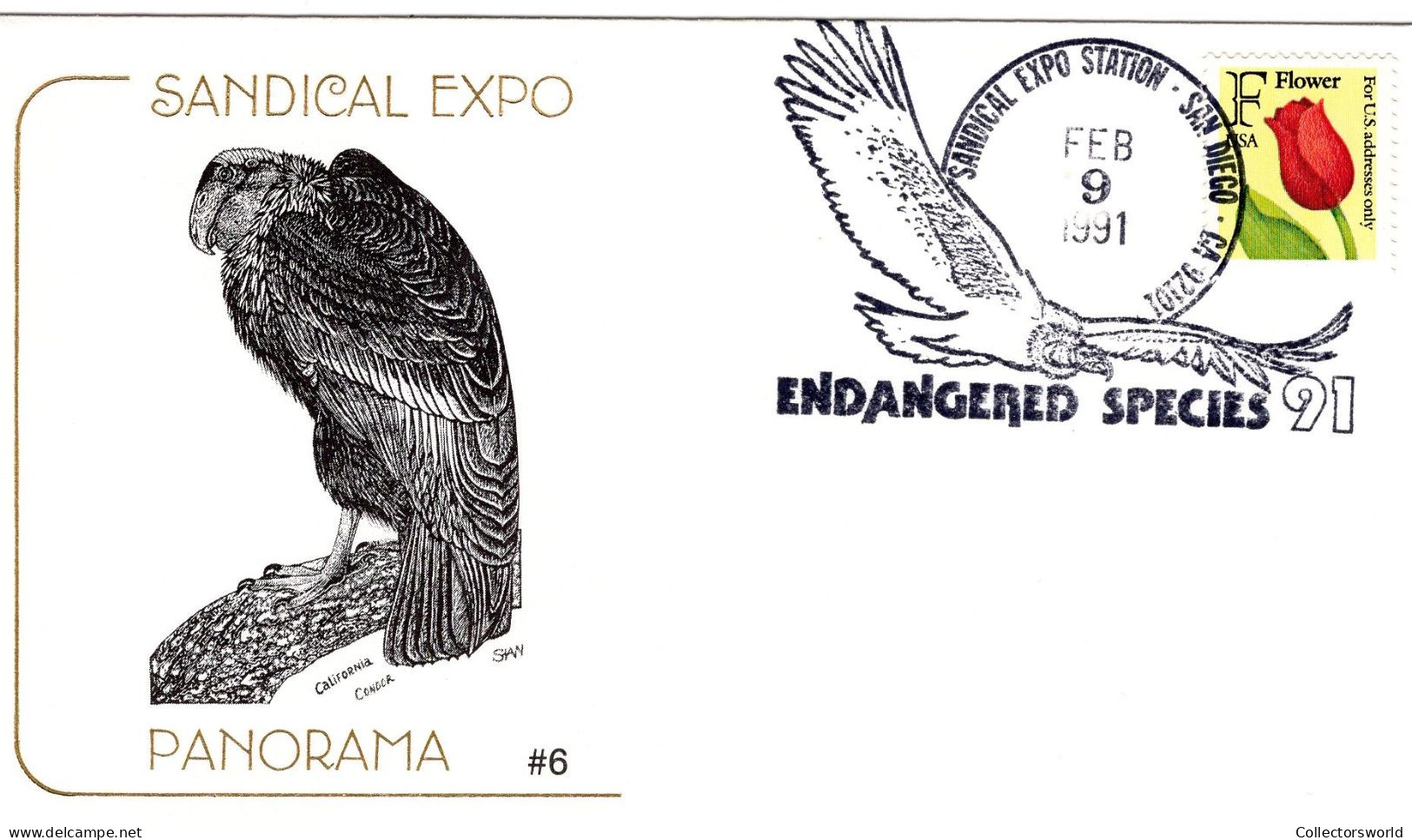 USA 1991 FDC Sandical Expo - Endangered Species - Birds California Condor - Event Covers