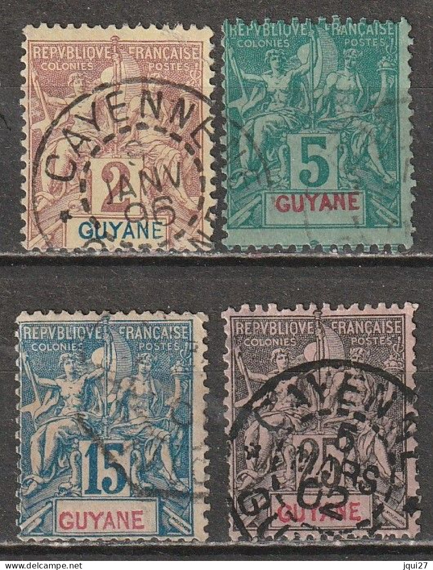 Guyane N° 31, 33, 35, 37 - Usados