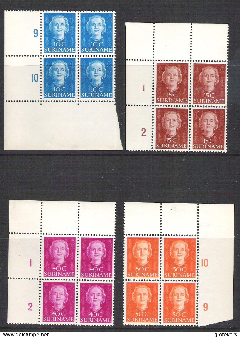 SURINAME NVPH 285-286-292-293 In Hoekblokken Van Vier ** - Suriname ... - 1975