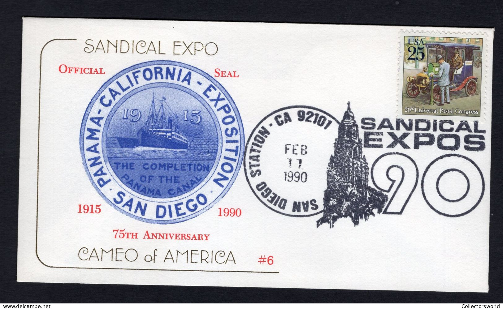 USA 1990 FDC Sandical Expo - Official Seal Completion Of The Panama Canal In 1915 - Ship - Sobres De Eventos