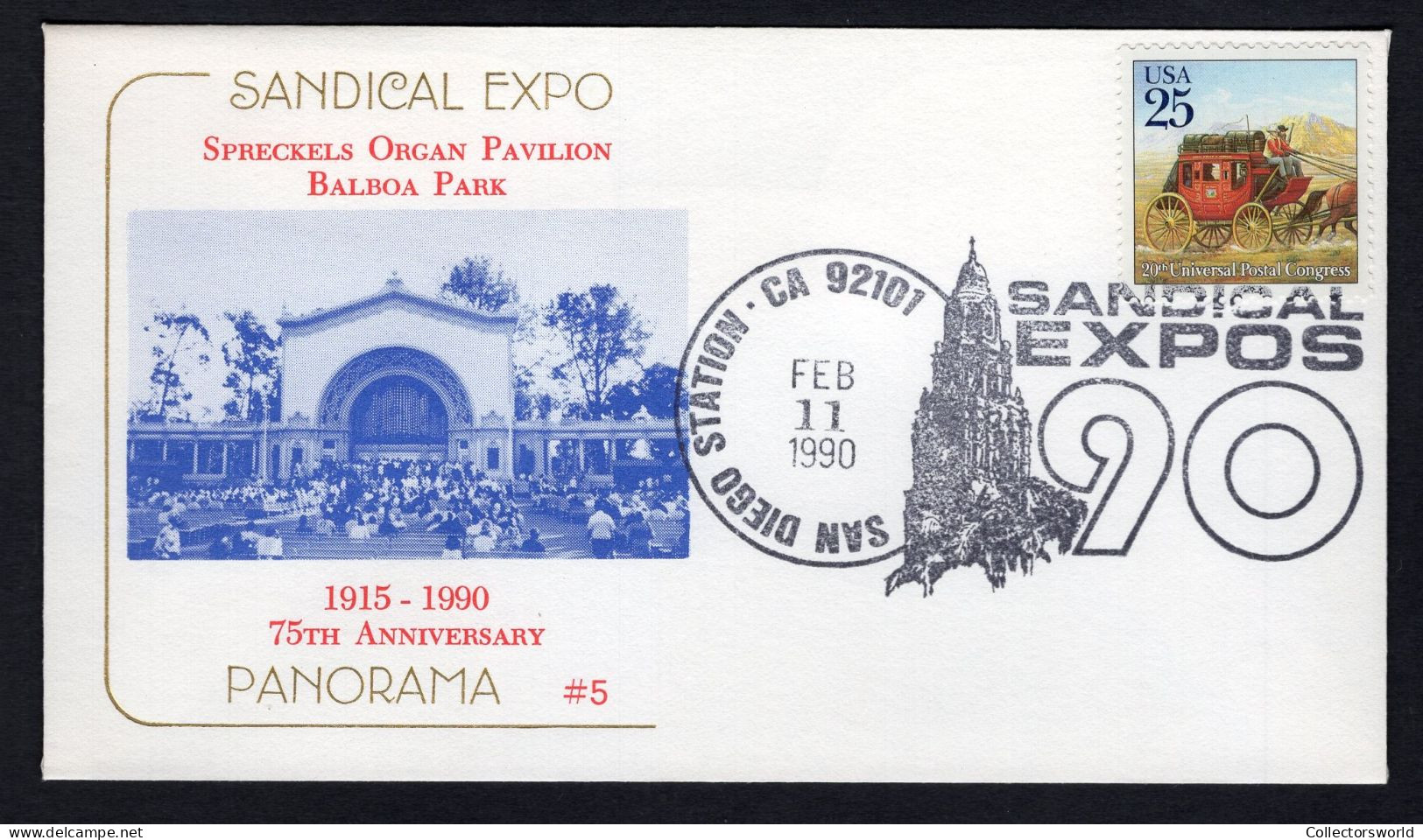 USA 1990 FDC Sandical Expo - Spreckels Organ Pavilion Balboa Park - Schmuck-FDC