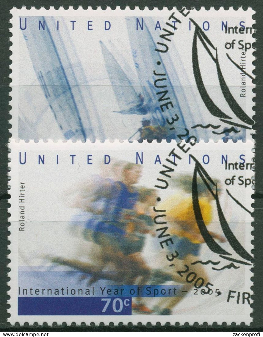UNO New York 2005 Jahr Des Sports Segeln Laufen 984/85 Gestempelt - Gebraucht