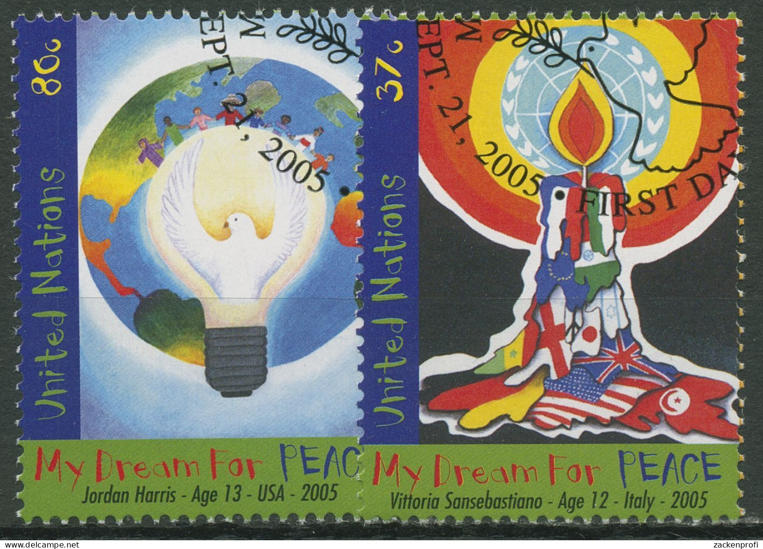 UNO New York 2005 Weltfriedenstag Zeichnungen 994/95 Gestempelt - Used Stamps