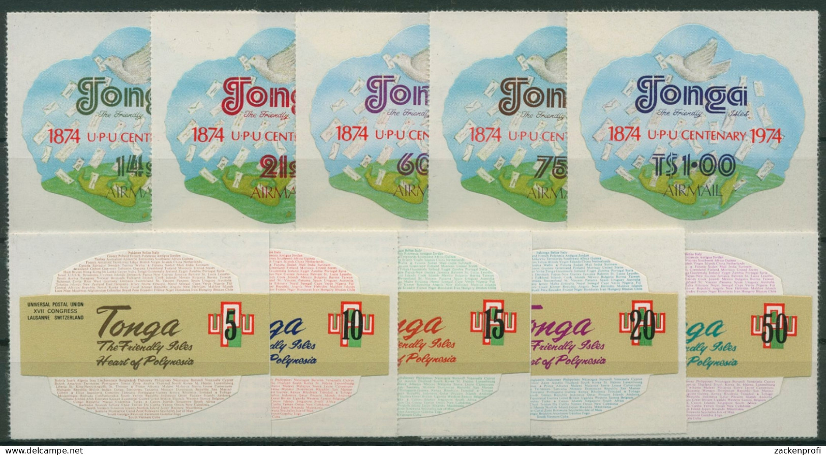 Tonga 1974 100 Jahre Weltpostverein UPU Brieftaube 489/98 Postfrisch - Tonga (1970-...)