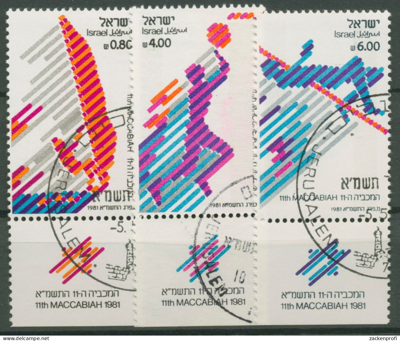 Israel 1981 Sport Makkabiade 852/54 Mit Tab Gestempelt - Usados (con Tab)