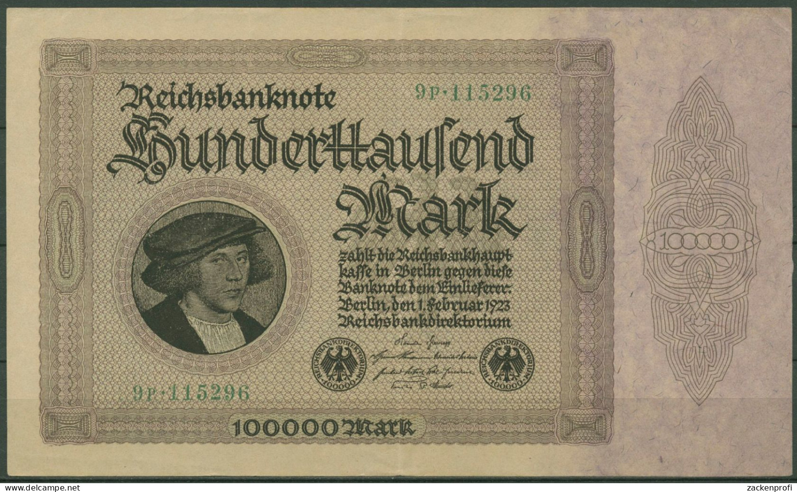 Dt. Reich 100000 Mark 1923, DEU-93d FZ P, Leicht Gebraucht (K1392) - 100000 Mark